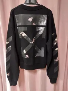 【美品】オフホワイトのトレーナー 黒 XS