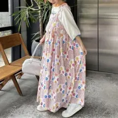 セール！ハローサンフランシスコ　フラワーパッチワークキャミワンピース