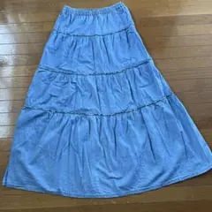ライトブルーティアードロングスカート サイズ38 デニム