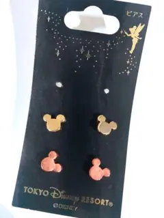 ミッキーシェイプ ピアス2種【ゴールド・ピンク】