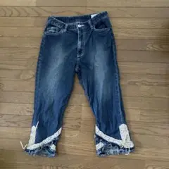 レース装飾付きデニムパンツ