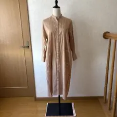 23区S ベージュ ストライプ 長袖 シャツワンピース