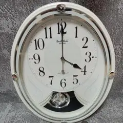 リズム時計 電波掛時計 スモールワールドリリィ 白