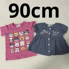 90cm アンパンマン 女の子 半袖Tシャツ 半袖シャツ まとめ売り 2枚セット