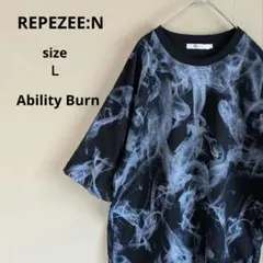 アビリティバーン レペゼン 半袖Tシャツ 総柄 オーバーサイズ 黒 Ｌ