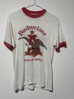 80's USA製 BUDWEISER バドワイザー 半袖リンガーTシャツ L