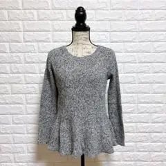 23区 ペプラムニット グレー ウールカシミヤ混 38 M相当 美品