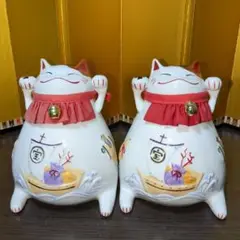 猫舎　招き猫　2体　約15cm