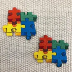 刺繍ワッペン　ジグソー　パズル　おもちゃ　2枚セット