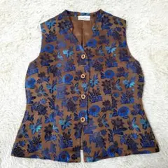 【美品・ヴィンテージ】central gallery　ベスト　ジャガード　花柄