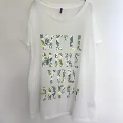 Benetton フローラルプリント Tシャツ　L リーフ柄