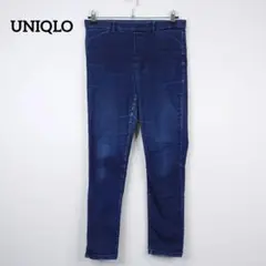 ユニクロ ヒートテック ハイライズデニム レギンスパンツ【L】ブルー
