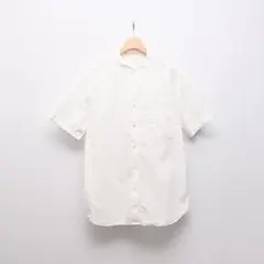 B&Y UNITED ARROWS 半袖 ポプリン バンドカラー シャツ XL