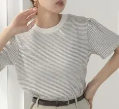 amiur ストライプ ニットTシャツ