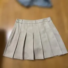 ベージュ プリーツスカート ショートパンツ付き