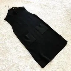 美品✨ニジュウサンク【38】リブニット ノースリーブ ワンピース✨金ボタン