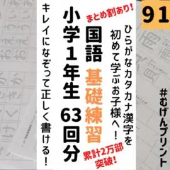 【新発売！】91.小学1年国語なぞり書き基礎練習プリント、ひらがなカタカナ漢字
