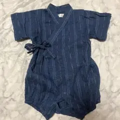 美品　5・STEP KIDS ベビー甚平 70㎝　ブルー　ストライプ柄