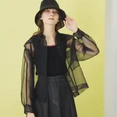 【美品】イネラ　シアーシャツ　オーガンジー　ブラック　シャツ　フリーサイズ