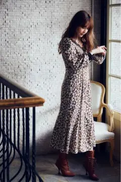 Herlipto Floral Print Lace Trimmed Dress
