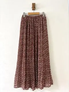 0151 COLZAコルザロングプリーツスカートSサイズウエストゴム総柄
