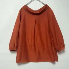 美品【Maglie parefdeエフデ】ファラウェイカラー微光沢ブラウス(9)
