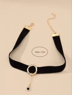 未使用❤️ブラックベルベット ネックレスチャーム付きチョーカー黒ベロアリボン韓国