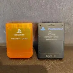 SONY PS1 PS2メモリーカード オレンジ 黒 【動作読み込みOK】