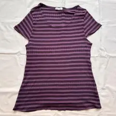 美品｜ILE DE BONHEUR 紫黒ボーダー半袖Tシャツ｜Mサイズ｜春夏