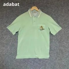 adabat ライトグリーン ポロシャツ ストライプ襟