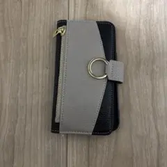 手帳型iPhoneケース グレージユと黒