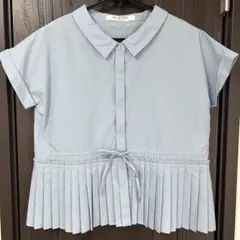 Ray BEAMS 半袖プリーツキリカエシャツ ライトブルー