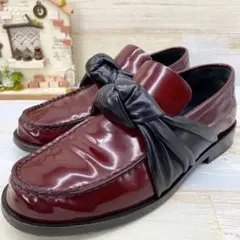 CELINE セリーヌ 24 ローファー ノットモチーフ バーガンディ リボン