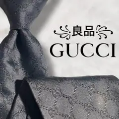 【良品✨️】グッチ GUCCI GG 黒 総柄 メンズ ネクタイ