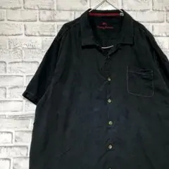 半袖シルクシャツ！アロハ　トミーバハマブラック3XL 731