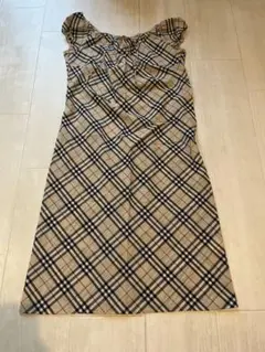 BURBERRY チェック柄 半袖ひざ丈ワンピース