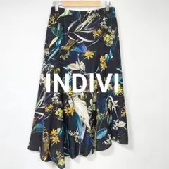 ✨美品✨ INDIVI ボタニカルイレギュラーヘムスカート フレア ロング M