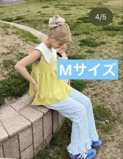 しまむら　ayano コラボ　フリルチェックパンツ