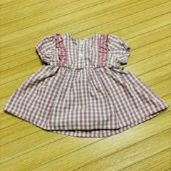 mamaraku　ロンパース　赤　白　チェック柄