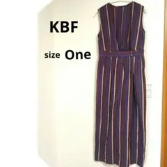 KBF 紫と青のストライプ ジャンパースカート ロングスカート one
