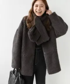 【JOURNAL STANDARD】ウォッシャブルボアマフラー付きブルゾン