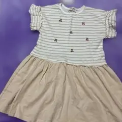 新品sweet melon ストライプワンピース 130cm ベージュ