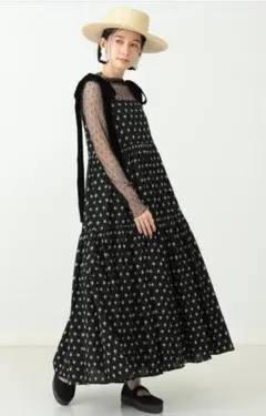 CAROLINA GLASER　刺繍フラワー ロング ワンピース