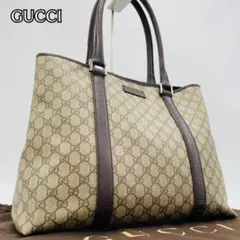 人気✨GUCCI トートバッグ PVC×レザー GGスプリーム 大容量 グレー