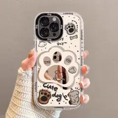 ✨肉球ミラー付き かわいい犬柄 iPhone 16 Pro ケース ハードケース