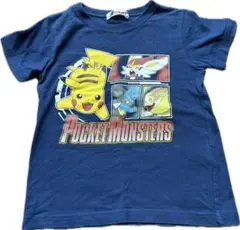 【美品】ポケモン公式Tシャツ 110cm ピカチュウ入り ネイビー 男女兼用