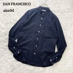 SAN FRANCISCO 長袖バンドカラーシャツ コットン ネイビー M