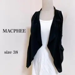 MACPHEE マカフィー ジレ ベスト 羽織り ブラック ショート丈 38