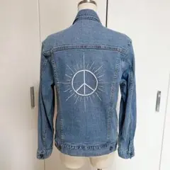 リメイク デニムジャケット ピースマーク 刺繍