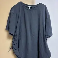 H &Mグレー 半袖 Tシャツ Lサイズ ドローストリング付き